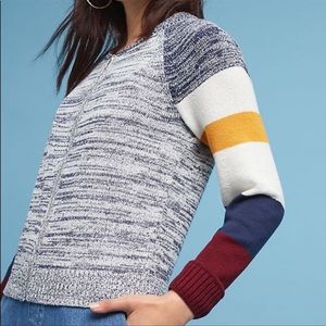 MOTH Adrian Striped Zip Bomber Cardigan Sweater LP